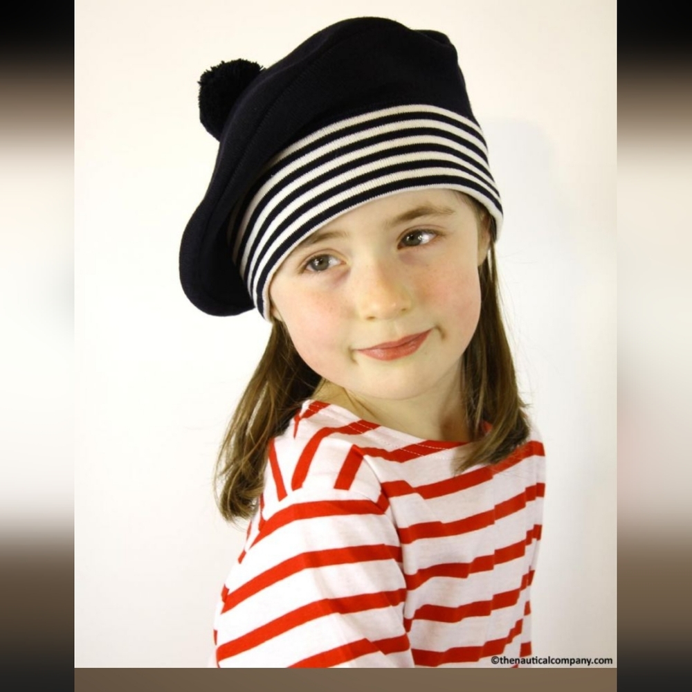 Rare Nautical French Navy Blue Beret Hat